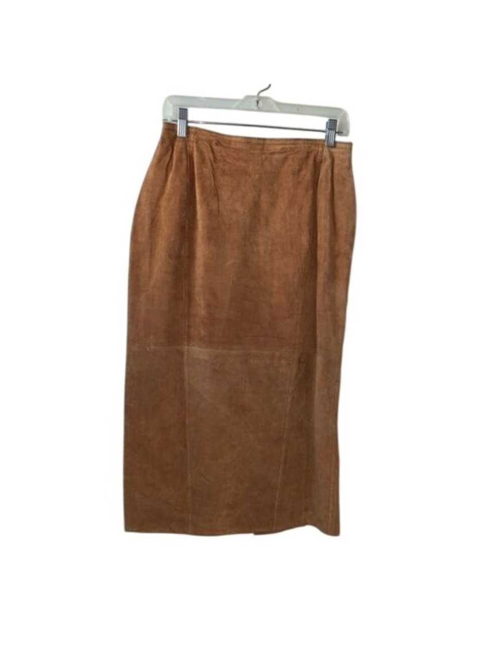 Brandon Thomas Womens Camel Leather Midi Skirt Size 12